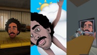 a cartoon of a man with a mullet and a cartoon of a man with a mullet