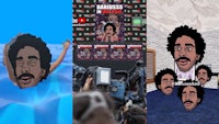 a picture of a man in a pool and a picture of a man in a pool