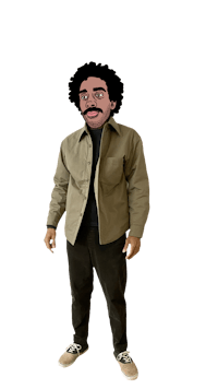 a cartoon of a man with a mustache and a jacket