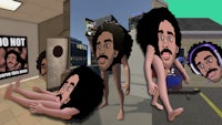 a cartoon of a man with an afro and a skateboard